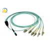 China 12F MPO Female Patch Cord 6 DLC 10G OM3 Aqua Color Around Cable for sale