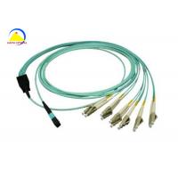 China 12F MPO Female Patch Cord 6 DLC 10G OM3 Aqua Color Around Cable on sale