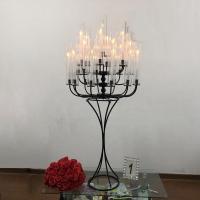 China 25 Arm Black Metal Candelabra Candle Holder Wedding Decoration 150CM on sale