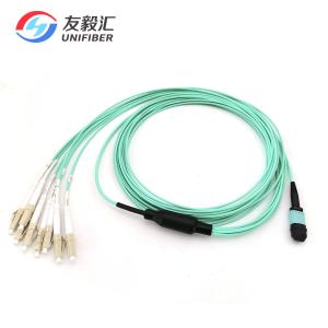China Male Aqua LSZH OM4 8 Fiber LC MPO MTP Patch Cord 3M supplier