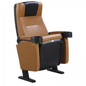 High - End Faux Leather PP Panel Movable Arm Cinema Theater Seats Reclined Back Customized
