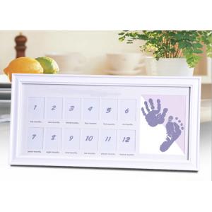 Decorative Memorable 12 Month Baby Picture Frame With Hand And Footprint Photo Ink