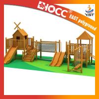 China Funny Outdoor Wooden Play Structures , Wooden Climbing Frame With Slide on sale