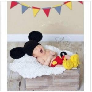 Black Yellow Mickey Mouse Baby Costume Crochet Beanie Shorts Shoes Animal Hat Cap Photo