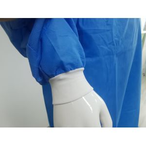 China SMS Blue 45GSM 120X140cm AAMI Level 1/2/3 Disposable Isolation Gown En1149 Standard wholesale