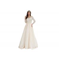 China Sexy Backless Elegant Long Wedding Dresses , Regular Sleeve Beige Evening Gowns on sale