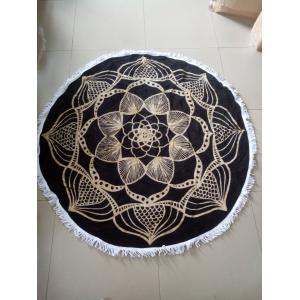 China Custom Reactive Printed Cotton Circle Beach Towel Round with fringe tassels supplier