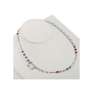 China Two Style Stainless Steel Bead Chain Necklace Handmade Gemstone Jewelry For Girls supplier