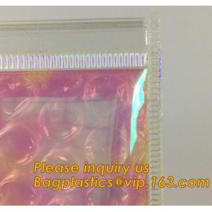 China transparent slider zipper bubble bag，Reusable portable PE bubble wine bottle protector bag,k bubble bag,slider pac wholesale