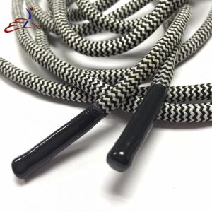 Black And White Custom Shoelace Silicone Dipped Tips Round Shoelace