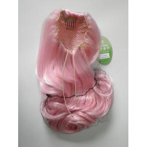 Pink Wigs Ponytails Hair Pieces Curly 24 Inches , Fake Hair Pieces For Women