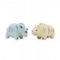 China Blue 3d Animal Shaped Pottery Stoneware Salt And Pepper Shaker With Decal On Glaze on sale