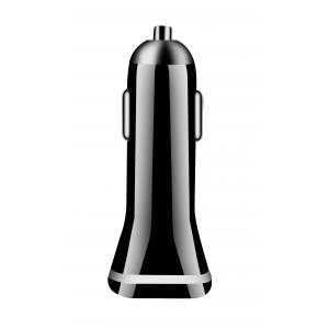Black Color Dual USB Car Charger Automatically Voltage Adjusted With Sophisticated Circuit