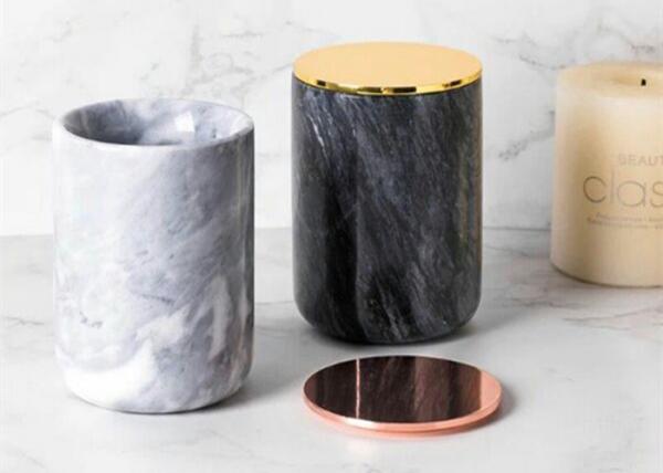 Top Polished Surface Natural Marble Stone Jar Black And White Color With veins