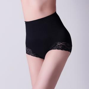 Lady black brief,  lace design,   soft weave.  XLS053   woman seamless brief