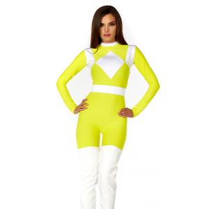 China Yellow White Spandex Dynamic Sexy Superhero Costume with Size S to XXL Available supplier