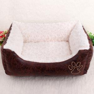 Detachable Washable Pet Nest Dog Bed Brown White