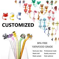 China Custom Made Silicone Straw Toppers For Tumblers Silicone Straw Cap Hats PVC Free BPA Free on sale