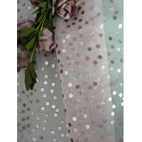 China Pink Transparent Sequin Embroidered Fabric Organza Tulle For Apparel on sale