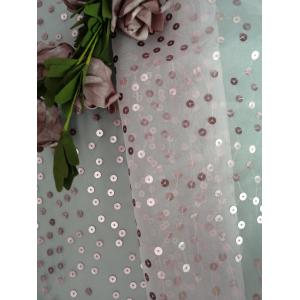 China Pink Transparent Sequin Embroidered Fabric Organza Tulle For Apparel supplier