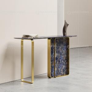 Brush Gold SS Console Table Leg Base 11mm Sintered Stone Top