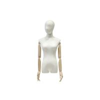 China Linen Wrapped Half Mannequin With Head , 62CM Waist Half Body Female Mannequin on sale