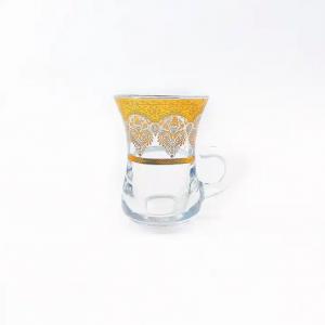 Small Turkish Arabic Tea Cup Sets Saucers Glass German Real Gold