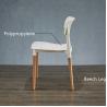 Contemporary Wooden Dining Chairs With White Plastic Sitting Surface