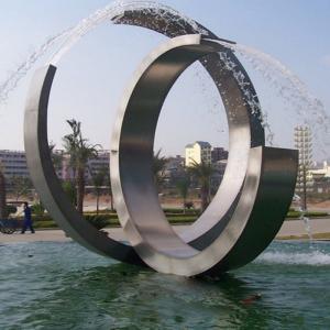 Stainless Steel Circle Water Feature Sculpture Metal Decor Art Sculpture