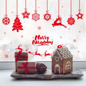 PVC 3D Christmas Wall Stickers Living Room Decoration Self Adhesive Easy To Stick