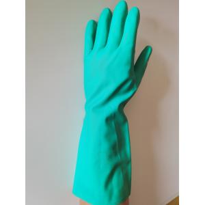 Solvent Resistance 13 Mil Green Nitrile Glove Chemical Protection Flocked Lining