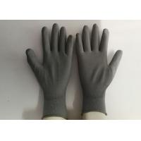 China Grey Polyester PU Palm Coated Gloves , Polyurethane Work Gloves Anti Static on sale