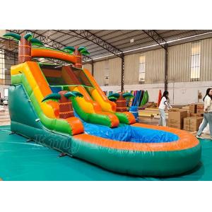China Kids Outdoor Yard Water Slides Tropical Jungles Inflatable Water Slide With Pool supplier