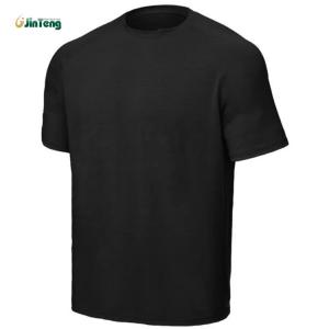 Crew Neck Black Military T Shirt Tactical Tech Nylon Cotton Elastane Military Garments