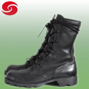 Combat tactical boots Genuine Leather Black Boot Mens Rubber Sole 6" 8" Height