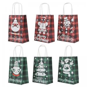 ECO Friendly British Style Grid Kraft Paper Christmas Gift Bags 21g/Pcs