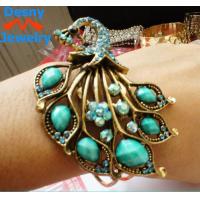 China Les bracelets bleus en cristal de bracelets de paon de beau restro metal des for sale
