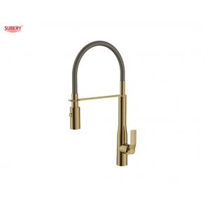 China Brushed Golden Brass Kitchen Sink Faucets Single Lever supplier
