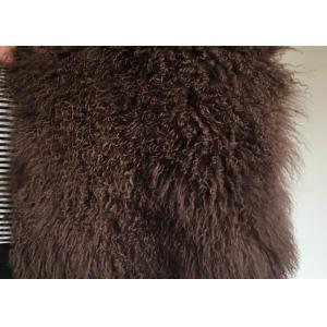 China Brown Dyed Rectangular Mongolian Sheepskin Rug Fur For Baby Photography supplier