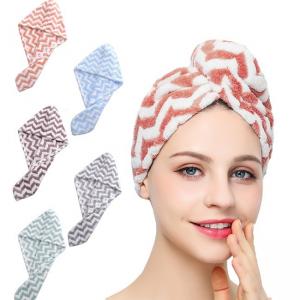 Quick Drying Large Hair Microfiber Turban Towel Wrap Custom Color With Buttons