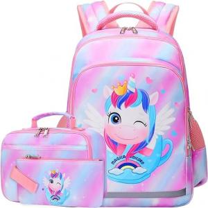 China Unicorn Girls School Backpack Large Capacity Three Piece Set with Waterproof Inner Bag supplier