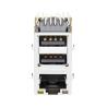 China YDS JY0-0016NL Compatible LINK-PP LPJU4101AONL 10/100 Base-T Ethernet RJ45 MagJack With Dual USB Green&Orange/Yellow LED Tab Up wholesale