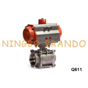 DN50 Pneumatic Actuated Three-Piece Ball Valve Stainless Steel 304