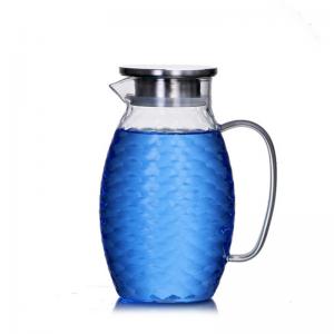 China High Borosilicate Glass Pitcher , Drip Free Large Capacity Glass Water Carafe supplier