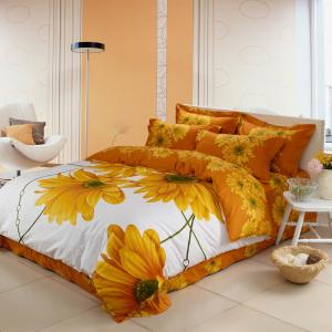 China Luxury Yellow Polyester Bed Sets , Microfiber Polyester Cotton Quilt Covers Sets supplier