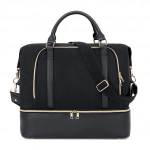 China Women'S Mens Leather Duffel Travel Bag  With Trolley Sleeve 17.3x14.5x8.3 supplier