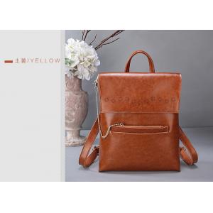 China Fashion Oil Wax Leather Womens Backpack Bags , Ladies Multifunctional Shoulder Bag supplier