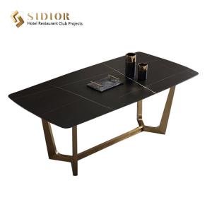 China Black Marble Dining Table Set 75cm height supplier