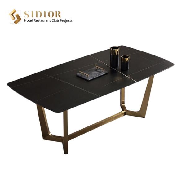 Black Marble Dining Table Set 75cm height