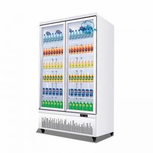 China Upright auto-defrosted commercial supermarket glass door refrigerator freezer display for beverage/beer/milk supplier